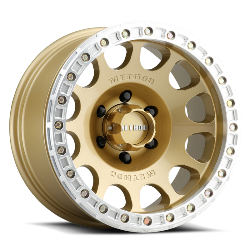 Method MR105 V3 Beadlock 17x9 -38mm Offset 5x5 71.5mm CB Gold Wheel w/ BH-H24125