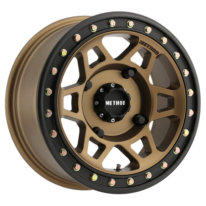 Method MR405 UTV Beadlock 15x7 4+3/13mm Offset 4x156 132mm CB Method Bronze Wheel - Matte Black Ring