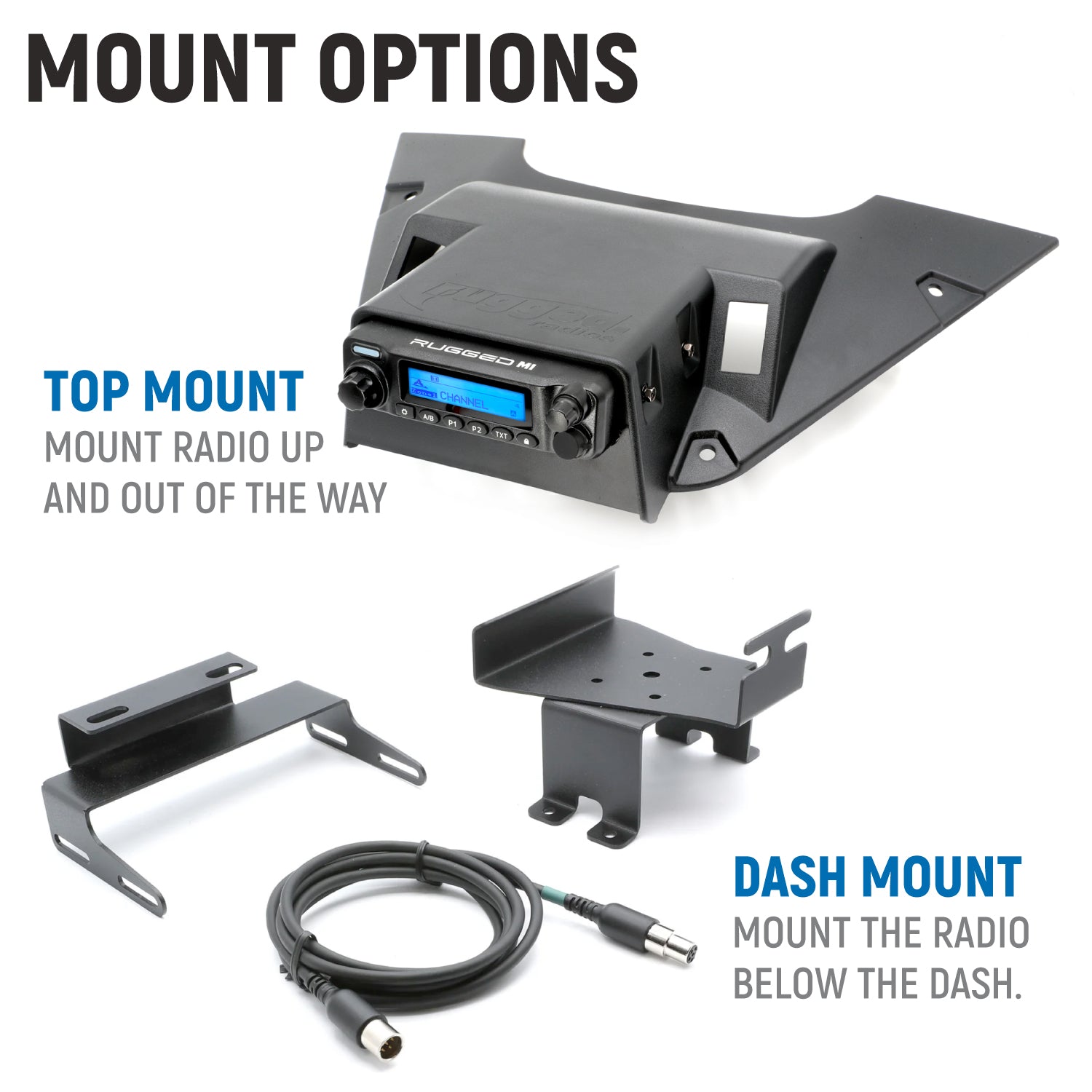 Can-Am Maverick R Complete Communication Kit with Rocker Switch Bluetooth Intercom and 2-Way Radio - STX Stereo Remote Head / M1 VHF Business Band / Dash Mount
