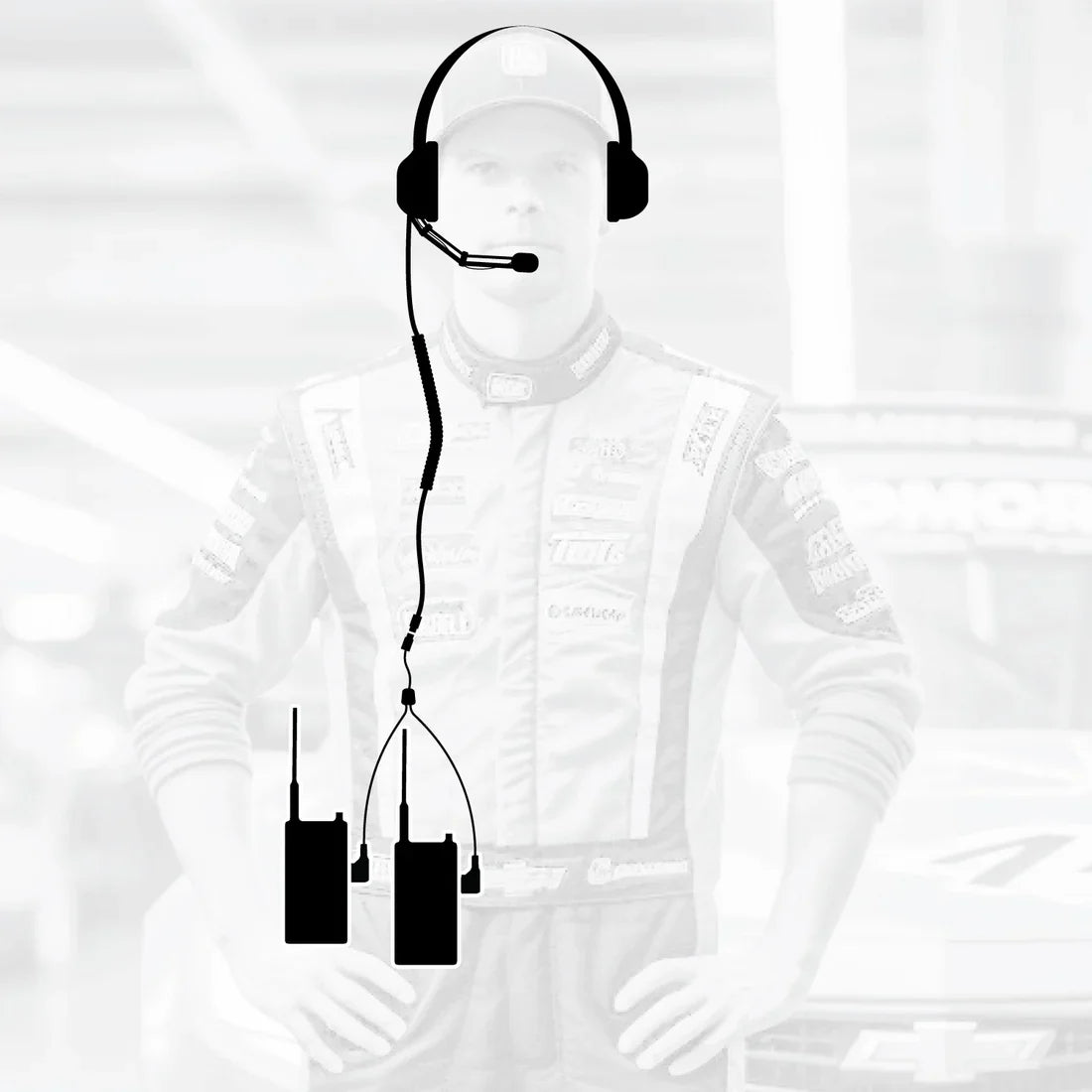 Crew Chief - H42 Spotter Headset and Rugged Handheld Radio Package - Single Radio with Nitro Bee X / RDH Digital UHF Radio / Safety Yellow