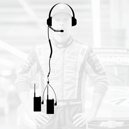Crew Chief - H42 Spotter Headset and Rugged Handheld Radio Package - Single Radio with Nitro Bee X / RDH Digital UHF Radio / Safety Yellow