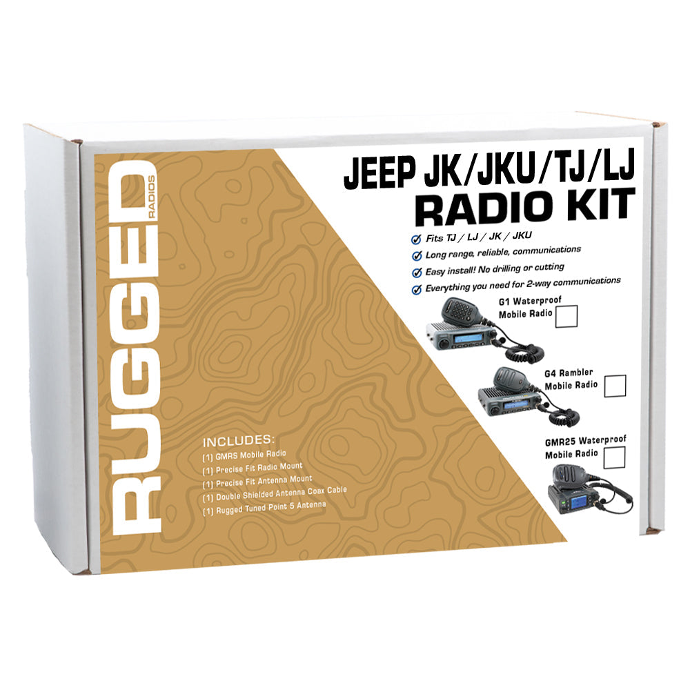 GMRS Mobile Radio Kit for Jeep Wrangler TJ LJ and JK - JK 2-Door (11-18) and TJ (97-06) and LJ (04-06) / GMR25 Waterproof