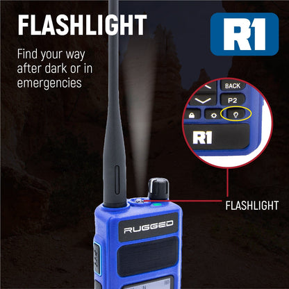 BUNDLE - Rugged R1 - Handheld Radio with Long Range Antenna and High Capacity Battery