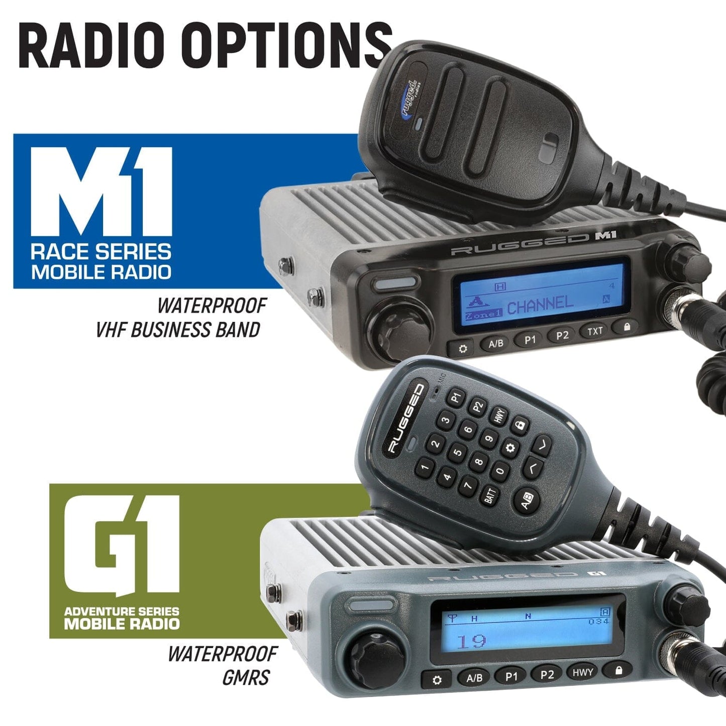 Can-Am Maverick R Complete Communication Kit with Rocker Switch Bluetooth Intercom and 2-Way Radio - STX Stereo Remote Head / M1 VHF Business Band / Top Mount