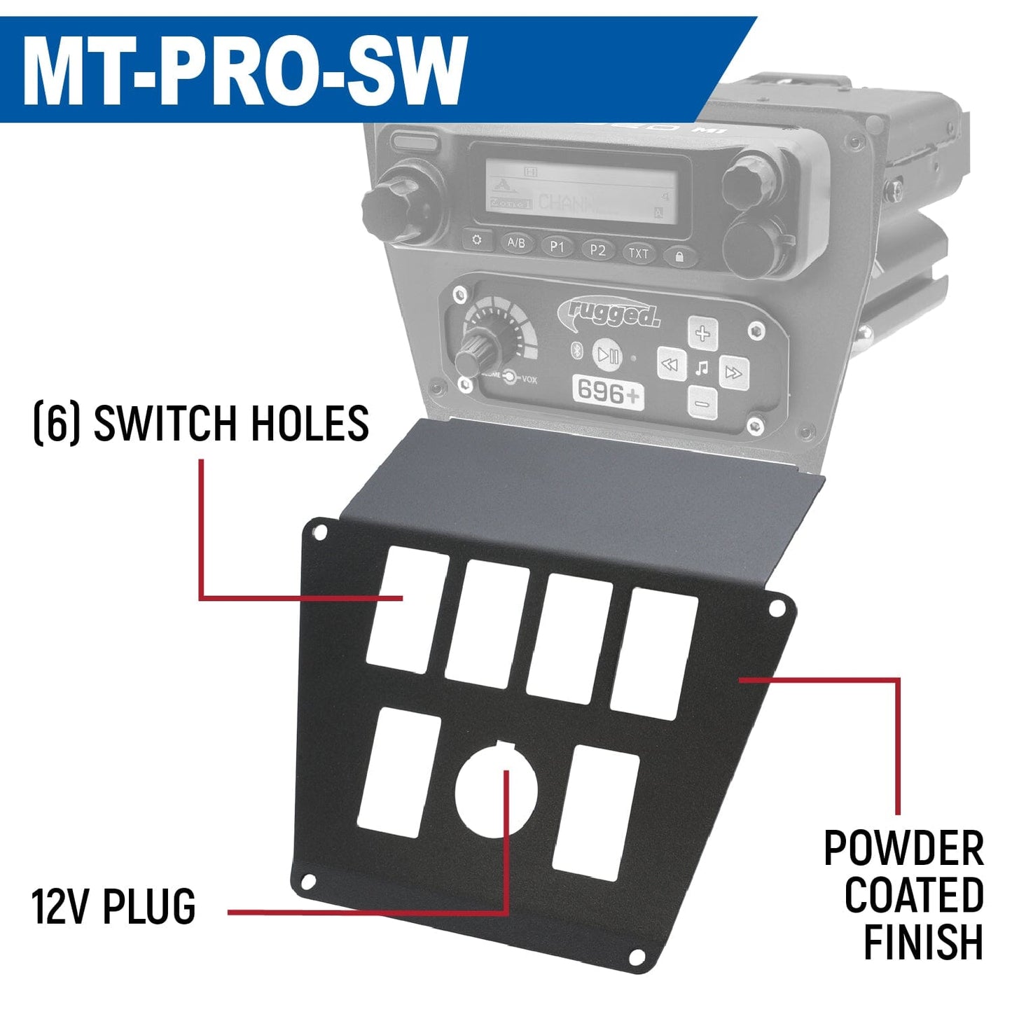Lower Accessory Panel for Polaris RZR PRO XP RZR Turbo R and RZR PRO R Dash Mount Radio and Intercom - Switch Pros 8