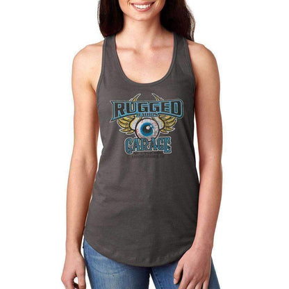 Rugged Radios GARAGE Ladies Racerback Tank Top - Grey - Medium